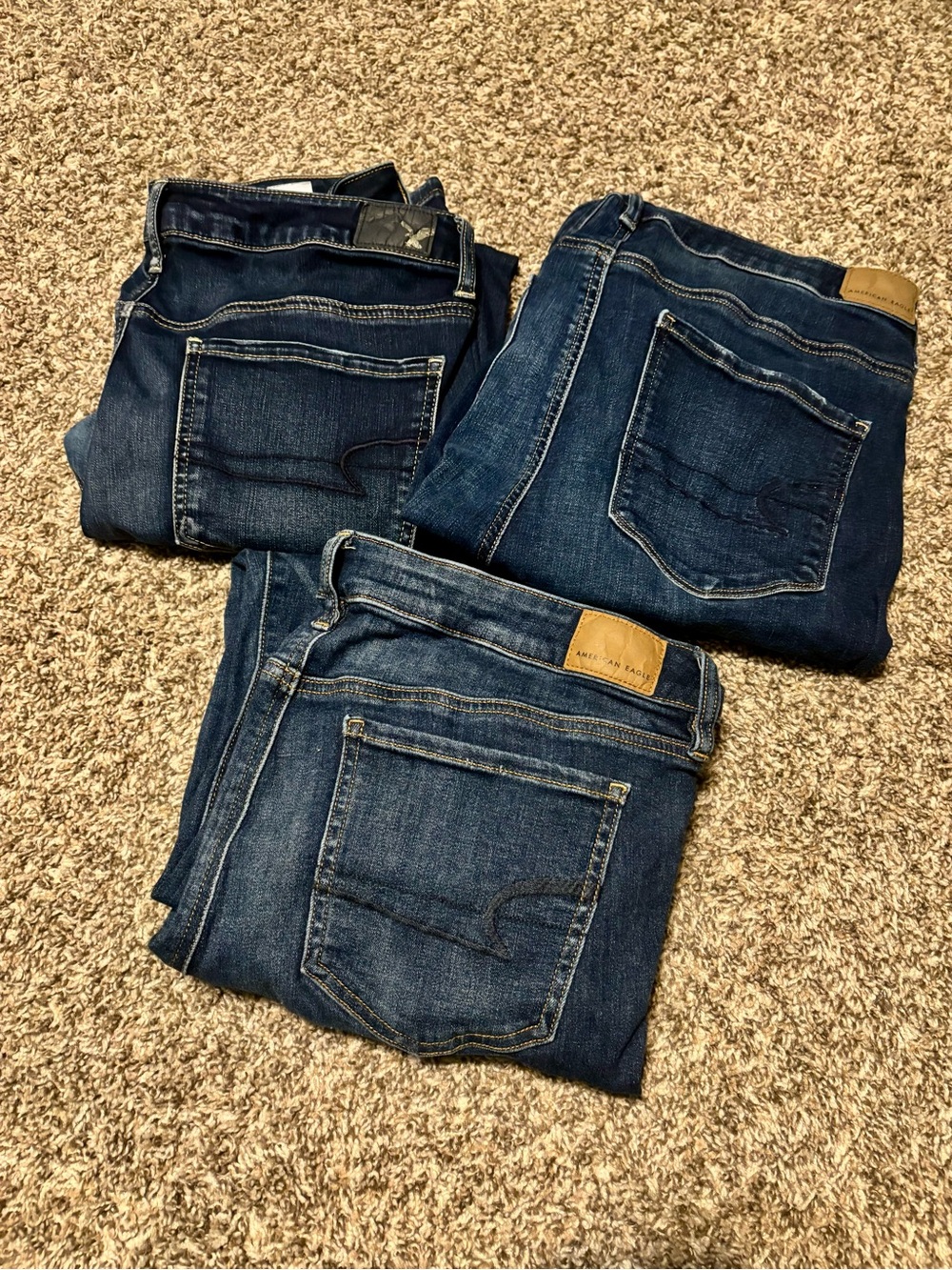 3-Pack of American Eagle Outfitters Women’s Skinny Jeans Size 14 Dark Denim